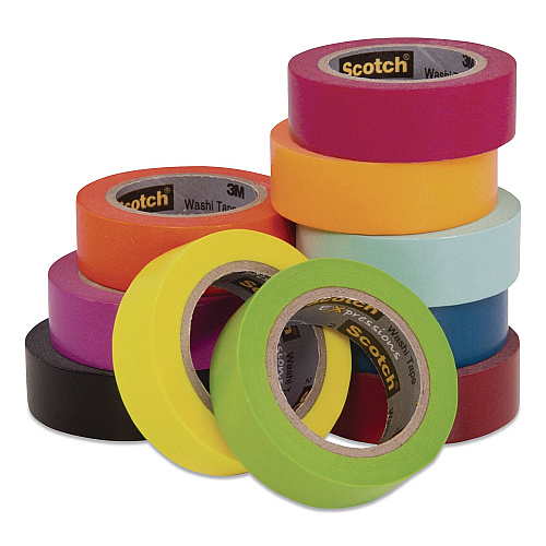 Scotch Expressions Washi Tape, 0.59" x 32.75 ft, Assorted Colors, 10 Rolls/Pack (C31710SIOC)