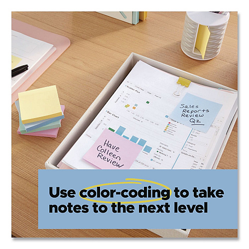 Post-it Recycled Pop-up Notes in Wanderlust Pastel Colors, Cabinet Pack, 3" x 3", Assorted Colors, 70 Sheets/Pad, 18 Pads/Pack (R33018SSNRPC)