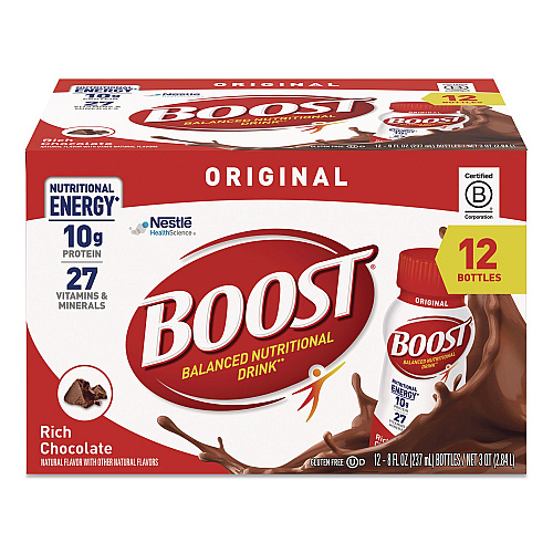 Boost Original Nutritional Drink, Rich Chocolate, 8 oz Bottle, 24/Carton (ZHC48120)