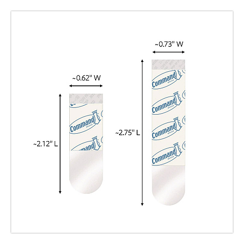 Command Damage-Free Hanging Clear Refill Strips, Value Pack Assortment: (8) Medium(0.73" x 2.75"), (8) Small (0.62" x 2.12"), 16/Pack (17200CLR16ES)
