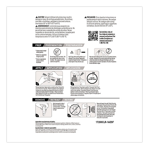 Command Damage-Free Hanging Clear Refill Strips, Value Pack Assortment: (8) Medium(0.73" x 2.75"), (8) Small (0.62" x 2.12"), 16/Pack (17200CLR16ES)