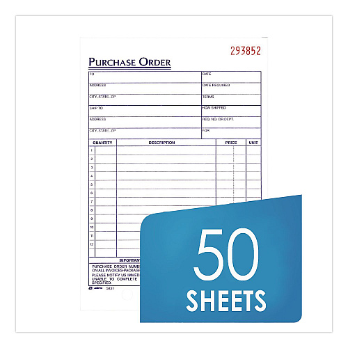 Adams Multipart Purchase Order Pad, Three Part Carbonless, 5.56 x 8.44, 50 Forms Total (TC583110EA)