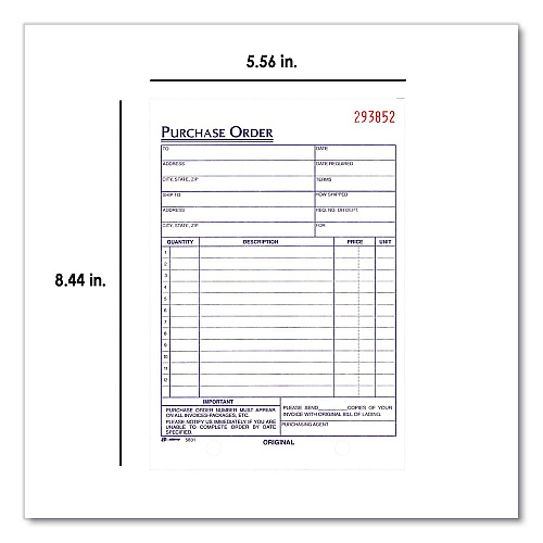 Adams Multipart Purchase Order Pad, Three Part Carbonless, 5.56 x 8.44, 50 Forms Total (TC583110EA)