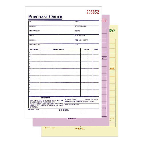 Adams Multipart Purchase Order Pad, Three Part Carbonless, 5.56 x 8.44, 50 Forms Total (TC583110EA)
