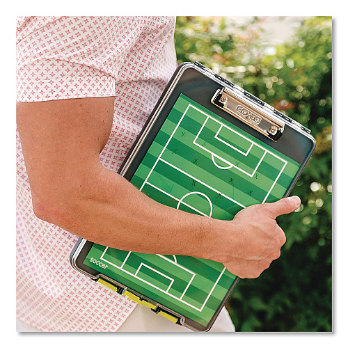 Dexas ClearView Clipcase Storage Clipboard, 0.35" Clip Capacity, Holds 8.87 x 12.25 Sheets, Gray/Yellow (5717803)