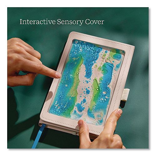Lifelines Shake It Up Sensory Journal, Interactive Blue/Green Color-Fusing Oil Ocean, Narrow Rule, Cream Cover, (80) 8 x 5 Sheets (160103)