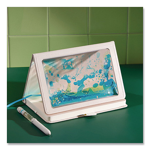 Lifelines Shake It Up Sensory Journal, Interactive Blue/Green Color-Fusing Oil Ocean, Narrow Rule, Cream Cover, (80) 8 x 5 Sheets (160103)