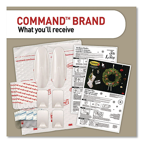Command Limited Edition Decorative Hook Variety Pack, (4) Small (Supports 1 lb), (2) Medium (Supports 3 lb), Plastic, White, 6/Pack (PRMHP6ESF)