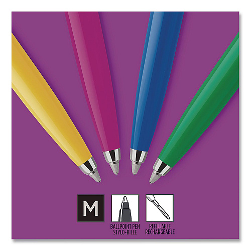 Parker Jotter Ballpoint Pen, Spirit of the 1990s Collection, Retractable, Medium 0.7 mm, Black Ink, Assorted Barrel Colors, 4/Pack (2084405)