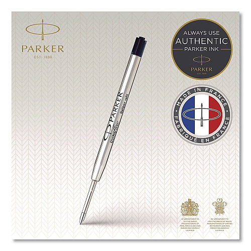 Quinkflow Refill for Parker Ballpoint Pen, Medium Conical Tip, Black Ink, 10/Pack (2119153)
