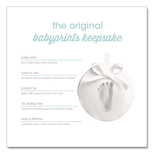 pearhead Babyprints Handprint or Footprint Keepsake Ornament Kit, 100% Baby Safe Impression Material/Shaping Ring/Ribbon/Pin (50020)