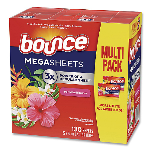 Bounce Fabric Softener Sheets, Paradise Blossom Scent, 130 Sheets/Pack (05151PK)