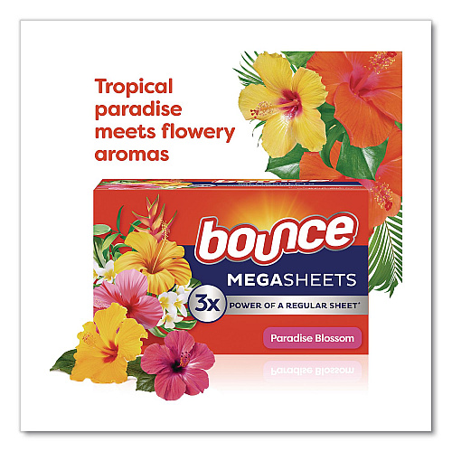 Bounce Fabric Softener Sheets, Paradise Blossom Scent, 130 Sheets/Pack (05151PK)