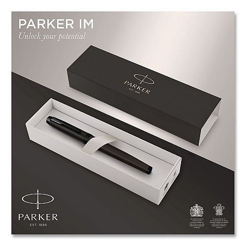 Parker IM Rollerball Pen, Monochrome Collection, Stick, Fine, Black Ink, Matte Black/PVD Barrel (2127743)