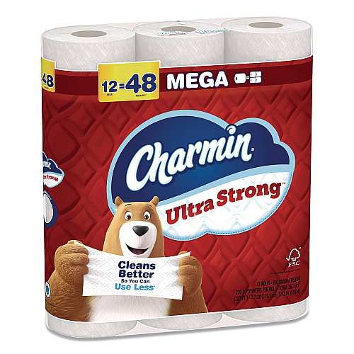 Charmin Ultra Strong Bathroom Tissue, Septic Safe, 2-Ply, White, 220 Sheets/Roll, 12 Rolls/Pack (32173)