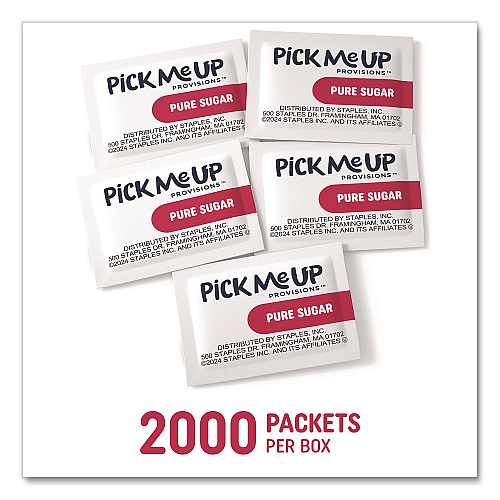 Pick Me Up Provisions Pure Sugar Packets, 0.1 oz, 2,000/Box (PM62431)