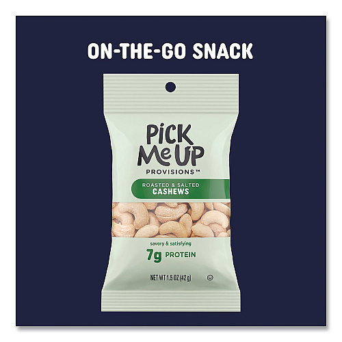 Pick Me Up Provisions Roasted and Salted Cashews, 1.5 oz Pouch, 36/Box (PM62981)