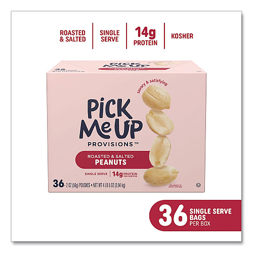 Pick Me Up Provisions Roasted and Salted Peanuts, 2 oz Pouch, 36/Box (PM62983)