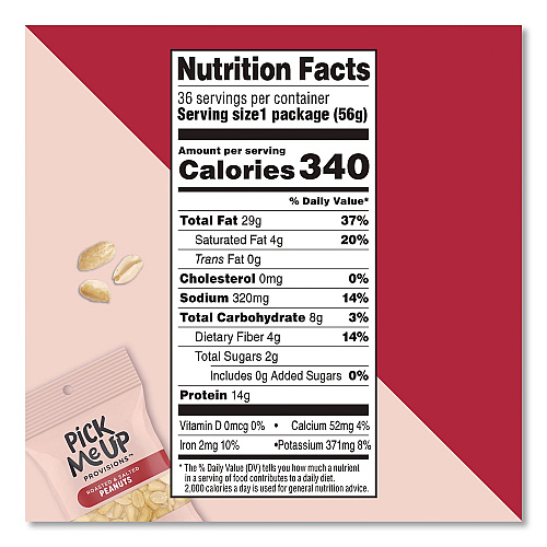 Pick Me Up Provisions Roasted and Salted Peanuts, 2 oz Pouch, 36/Box (PM62983)