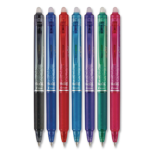 Pilot FriXion Ball Clicker Erasable Gel Pen, Retractable, Extra-Fine 0.5 mm, Assorted Ink and Barrel Colors, 7/Pack (32509)