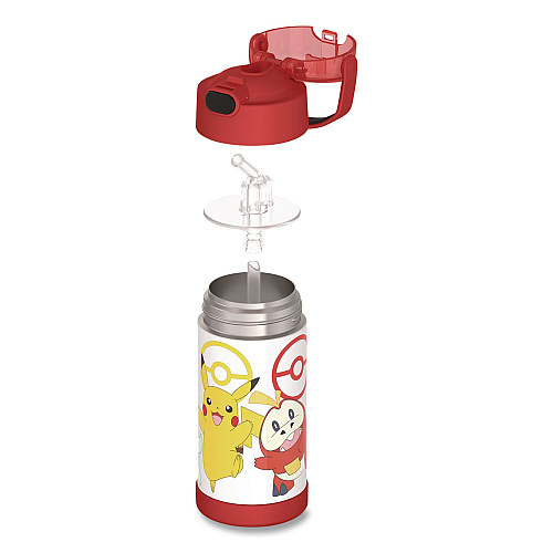 Thermos FUNtainer Pokemon Stainless Steel Vacuum Insulated Water Bottle, 12 oz, Multicolor (F4105PM6M)