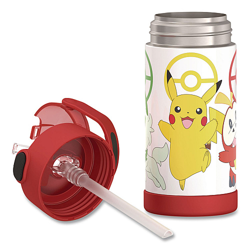 Thermos FUNtainer Pokemon Stainless Steel Vacuum Insulated Water Bottle, 12 oz, Multicolor (F4105PM6M)