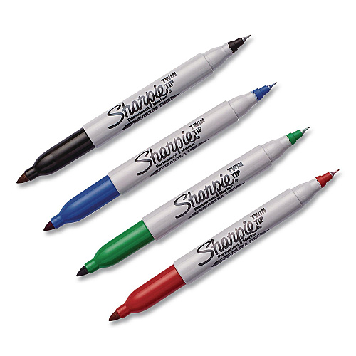 Sharpie Twin-Tip Permanent Marker, Extra-Fine/Fine Tip, Assorted Colors, 4/Pack (32174)
