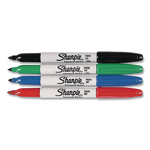 Sharpie Twin-Tip Permanent Marker, Extra-Fine/Fine Tip, Assorted Colors, 4/Pack (32174)