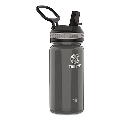 TAKEYA Tritan Plastic Water Bottle, 18 oz, 1 Royal Bottle, 1 Black Bottle, 2/Pack (51464)