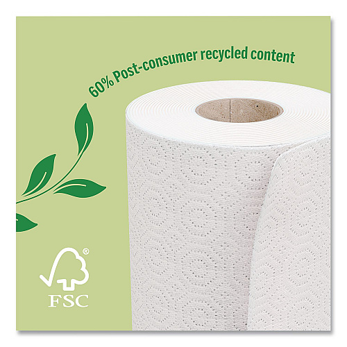 Perk Eco Recycled Paper Towels, 2-Ply, 11 x 5.9, White, 156 Sheets/Roll, 8 Rolls/Pack (PK63227)