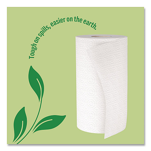 Perk Eco Recycled Paper Towels, 2-Ply, 11 x 5.9, White, 156 Sheets/Roll, 8 Rolls/Pack (PK63227)
