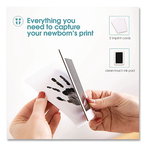 pearhead Babyprints Clean-Touch Ink Pad, Newborn Size Accommodates Hand/Feet Up to 2.25" x 3.5", Clean-Touch Ink Pad/(2) Imprint Cards (00007)