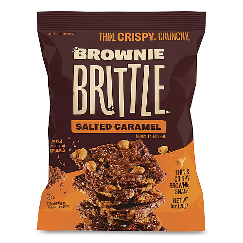 Sheila Gs Brownie Brittle Crunchy Brownie Snack Variety Pack, Chocolate Chip and Salted Caramel, 2 oz Bag, 20/Carton (KAR01416)