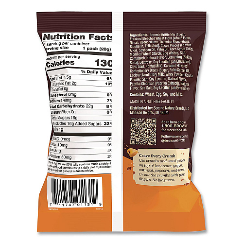 Sheila Gs Brownie Brittle Crunchy Brownie Snack Variety Pack, Chocolate Chip and Salted Caramel, 2 oz Bag, 20/Carton (KAR01416)