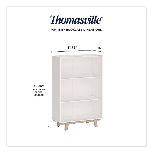 Thomasville Whitney Bookcase, Three Shelves, 31.75w x 14d x 48.25h, White (SPLSWHBKTV)