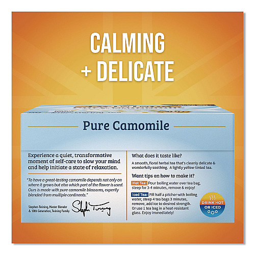 TWININGS Tea Bags, Pure Camomile, 0.05 oz Tea Bag, 50/Box (TNA53651)