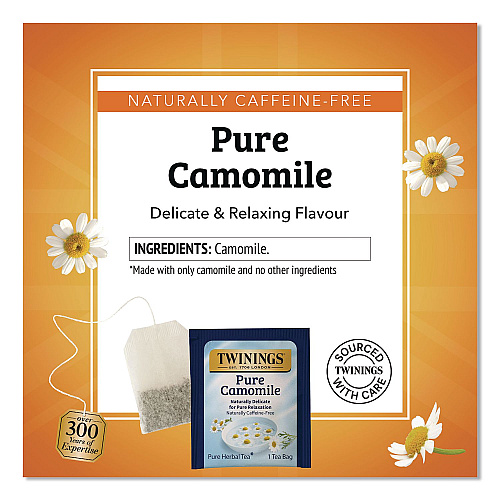 TWININGS Tea Bags, Pure Camomile, 0.05 oz Tea Bag, 50/Box (TNA53651)