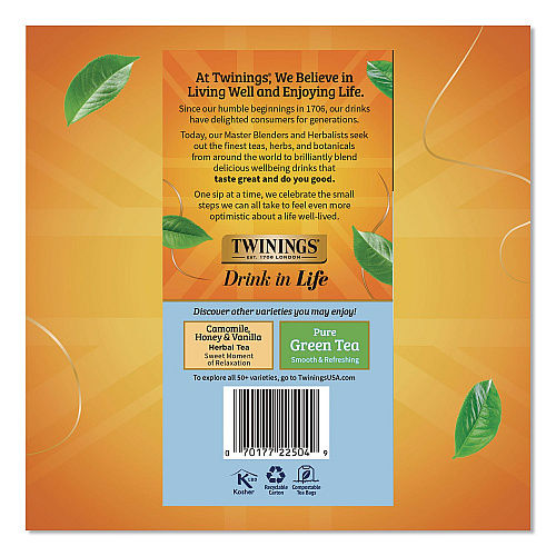 TWININGS Tea Bags, Pure Camomile, 0.05 oz Tea Bag, 50/Box (TNA53651)