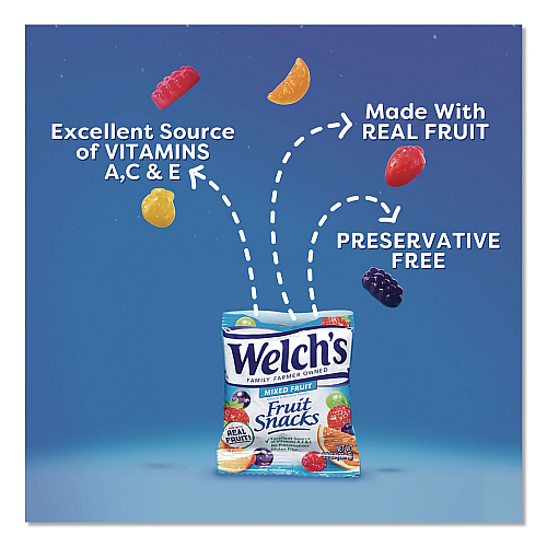 Welch's Mixed Fruit Snacks Club Size, 0.8 oz Packet, 66/Box (24328406)