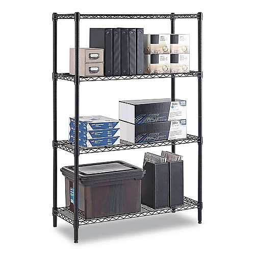 Whalen 4-Shelf Wire Shelving Unit, 36w x 14d x 54h, Black (WS1436544B)