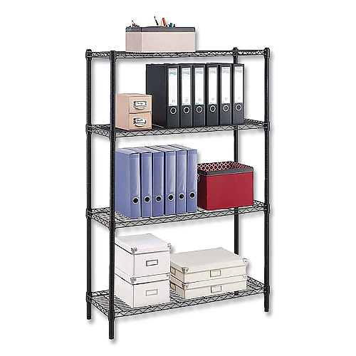 Whalen 4-Shelf Wire Shelving Unit, 36w x 14d x 54h, Black (WS1436544B)