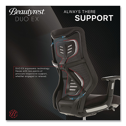 Beautyrest Duo-EX Ergonomic Mesh Back Task Chair, Supports Up to 275 lb, 19" to 22" Seat Height, Black (60051GRY)