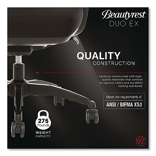Beautyrest Duo-EX Ergonomic Mesh Back Task Chair, Supports Up to 275 lb, 19" to 22" Seat Height, Black (60051GRY)