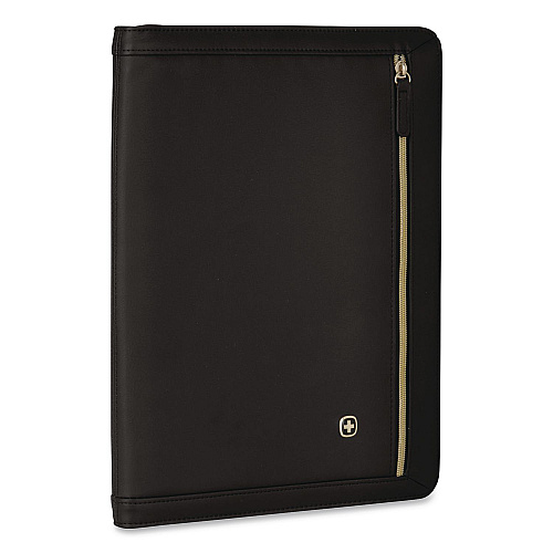 Wenger Amelie Polyester Padfolio with Zipper Closure, 8.5 x 11 Pad, 10.2 x 13, Zipper Closure, Black (601676)