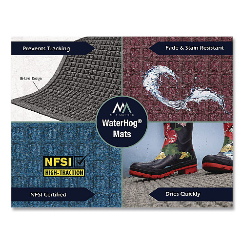 M+A Matting WaterHog Max Herringbone Classic Mat, Rectangular, Black Smoke Surface, 45" x 70" (22407046170)