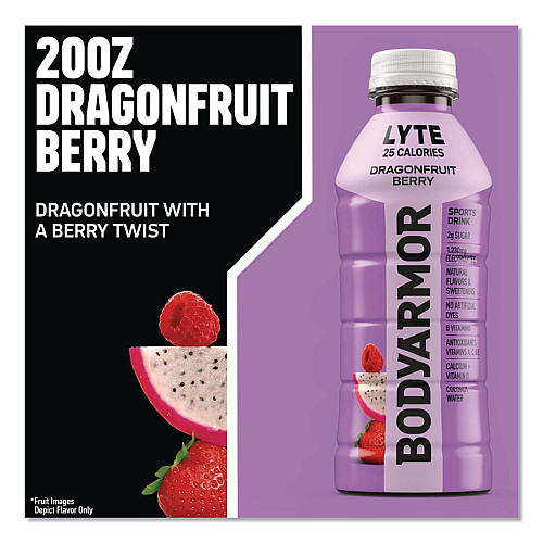 BodyArmor LYTE Sports Drink, Dragonfruit Berry, 16 oz Bottle, 12/Pack (411891)