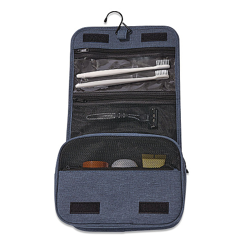 Brookstone Fabric Toiletry Bag, 8.66 x 3.35 x 8.46, Blue (BNKM0001)
