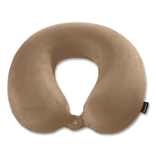 Brookstone U-Shaped Memory Foam Travel Pillow, 11.8 x 3.74 x 12.6, Khaki (BNPM0004)