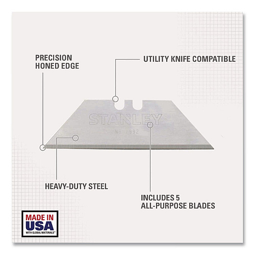 Stanley 1992 Heavy-Duty Utility Blades, 1,000/Carton (11921CT)