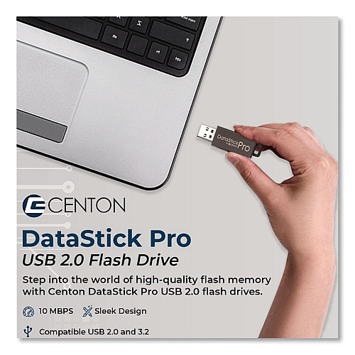 Centon DataStick Pro USB 3.2 Type A Flash Drive, 512 GB, Black, 2/Pack (S1U3P6512G2)